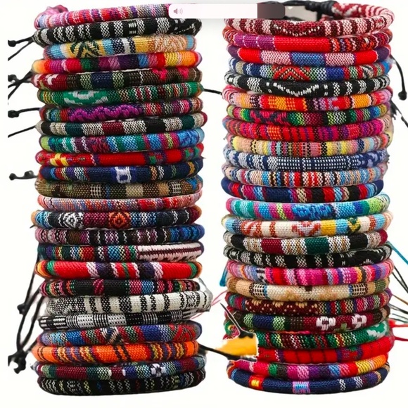 ONE Randomly Picked Handmade Adjustable Colorful Fabric and Thread Bracelet! - Picture 1 of 9